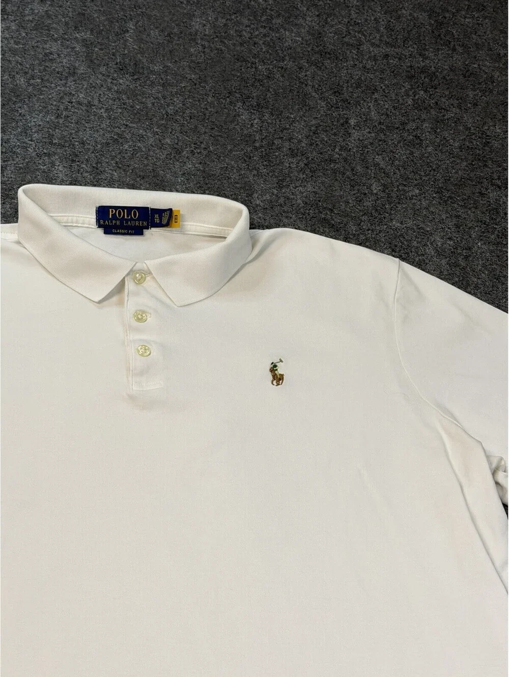 Polo Ralph Lauren Mens XL White Classic Fit Cotton Short Sleeve Polo Shirt